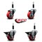 Service Caster 3'' Red Poly Wheel Swivel 7/8'' Expanding Stem Caster Set 2 Brakes, 4PK SCC-EX20S314-PPUB-RED-2-PLB-2-78 - alternate 4